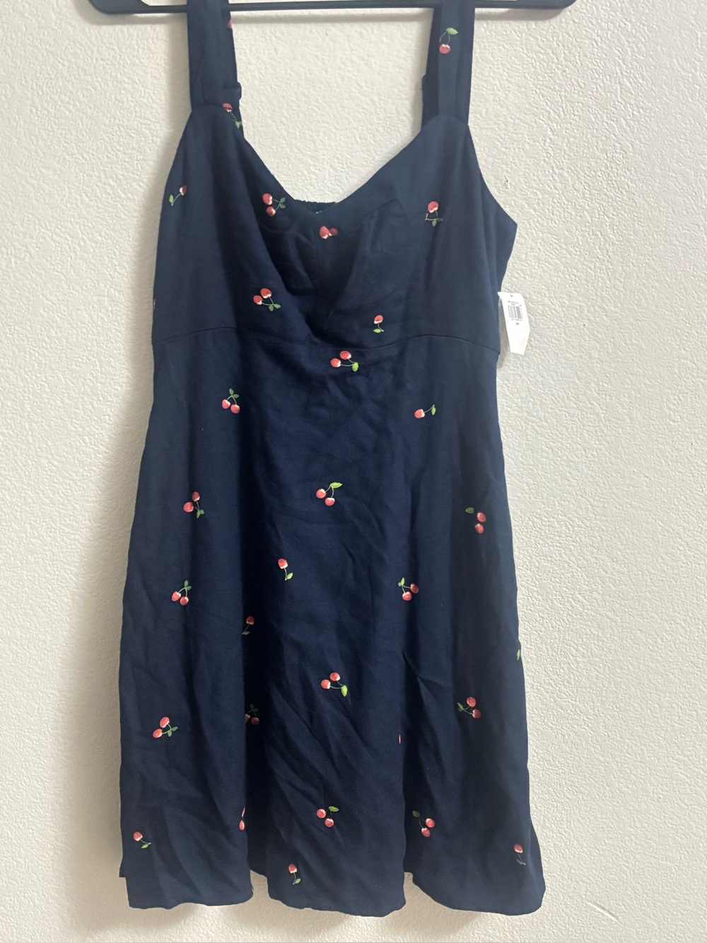 Navy women XS Cherry Embroidered Sundress